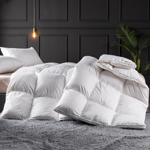 Couette matelassée en Duvet d'oie blanc, literie de luxe, couverture chaude, pour lit double ou Queen size, toutes saisons ► Photo 1/6