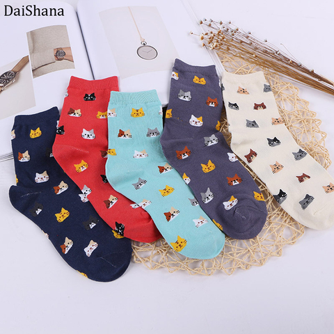 Nouveauté femmes chaussettes dessin animé Animal mignon chat cheville court décontracté fille épais chaud coton chaussettes pour dames cadeaux de noël 1 paire ► Photo 1/6