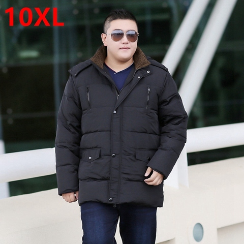 Veste longue en duvet de grande taille 12XL 11XL, ajout d'engrais, capuchon détachable, vêtements fins noirs, grande taille 8XL, nouvelle collection hiver ► Photo 1/6