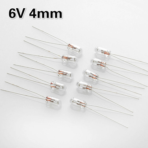 Ampoule Miniature 4mm 6V, 20 pièces, lampe miniature, indicateur, Filament à incandescence, cheveux blancs, jaune ► Photo 1/6