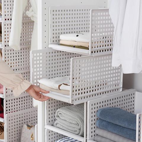 Panier de rangement pliable, empilable, Type tiroir, pour chambre à coucher, armoire, placard ► Photo 1/6