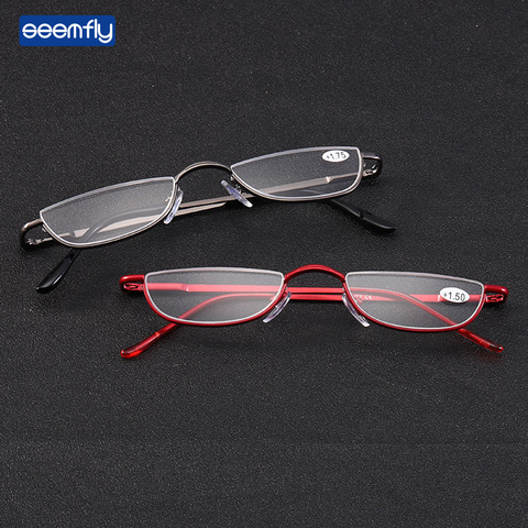 Seemfly-lunettes de lecture, petite demi-monture, ultra-légères et transparentes, Style presbyte, cadeau Portable, pour hommes et femmes âgés ► Photo 1/6