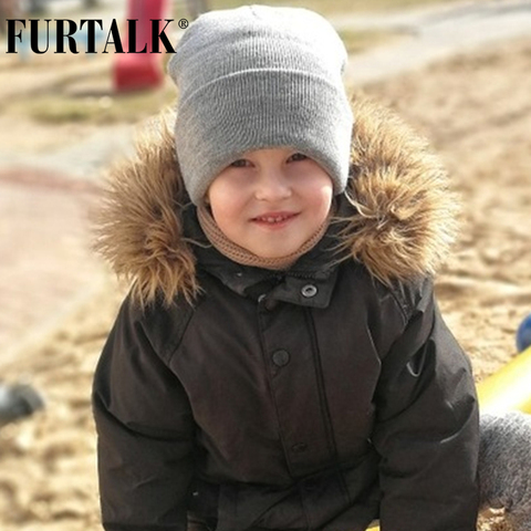 FURTALK enfants Bonnet chapeau d'hiver chapeau pour filles garçons tricoté automne printemps bonnets Skullies unisexe enfant noir Bonnet casquette 2-5 ans ► Photo 1/6