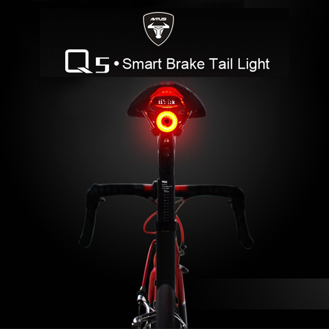 ANTUSI – feu arrière intelligent Q5 pour vélo, démarrage/arrêt automatique, détection de freinage, feu arrière LED pour cyclisme, étanche IPx6 ► Photo 1/6