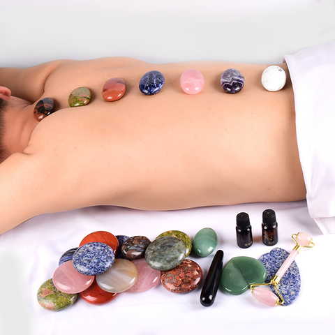 Pierre de Massage naturelle Chakra, pierre de palme de guérison, pierres chaudes pour le dos, SPA Reiki, Quartz, beauté, soins de santé et énergie ► Photo 1/6