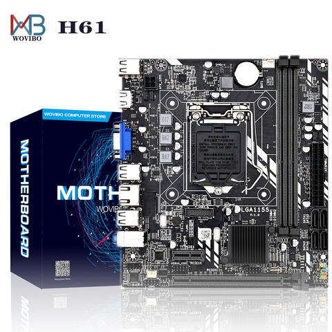 Placa mae H61 Micro carte mère LGA 1155 Socket DDR3 mémoire VGA PCI-E pour Intel LGA1155 I3 I5 I7 Xeon série carte mère de bureau ► Photo 1/6