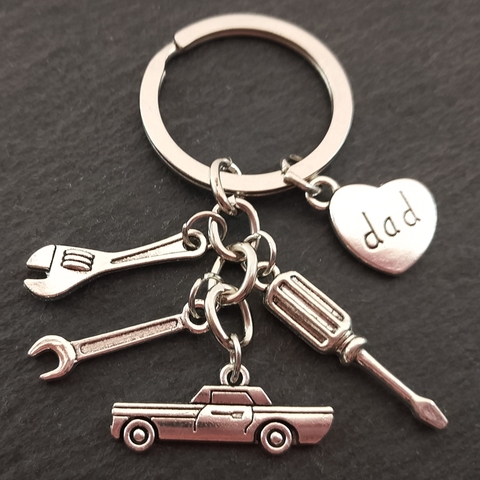 Porte-clés avec empreintes digitales pour papa mécanicien, cadeaux pour la fête des pères voiture, cadeau pour amoureux, outil, cadeau pour papa ► Photo 1/4