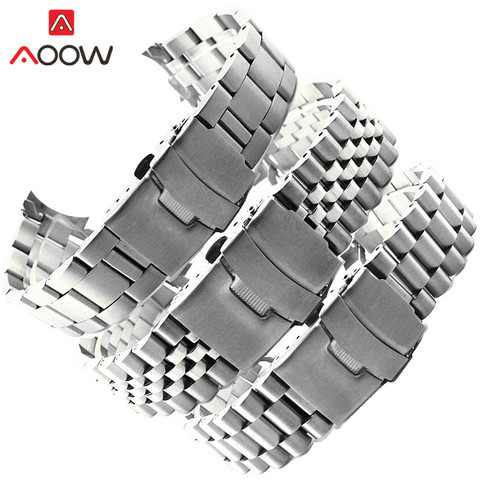 Bracelet de rechange pour montre en acier inoxydable pour hommes, 20mm 22mm, sans couture, boucle pliante pour plongée, accessoires pour Seiko ► Photo 1/6