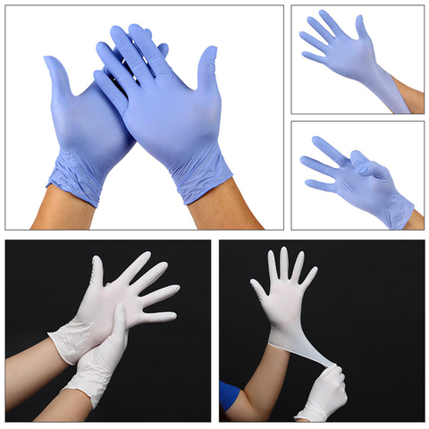 Gants en latex/nitrile/caoutchouc jetables universels à usage unique, 20/50pcs, blanc/noir/bleu, gants pour le nettoyage de la maison, du jardin et de la maison ► Photo 1/6