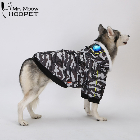 Hoopet hiver imperméable vêtements pour animaux de compagnie Oxford Camouflage chien chat sweat à capuche molletonné manteau pour grand chien 3XL-7XL ► Photo 1/6
