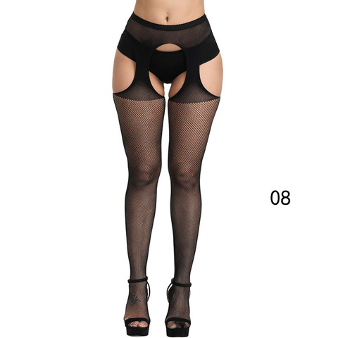 Collant fin en résille solide pour femme, bas en maille noire, Lingerie Sexy en dentelle ► Photo 1/6