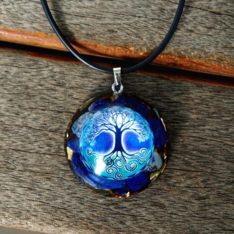 Collier pendentif Orgone fait à la main, Lapis Lazuli, cristal, arbre de vie, Protection EMF, Chakra, bijoux de guérison ► Photo 1/5