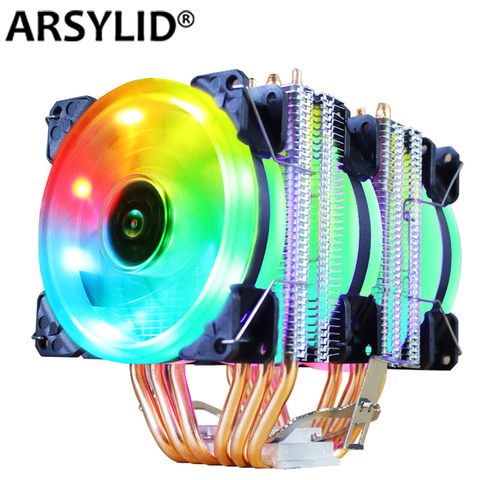 Ryzen-ventilateur X79 X99 Ryzen, i5 i7 refroidisseur de processeur, 9cm, 4 broches, 115X 1366, 2011, 6 tuyaux chauffants, double tour de refroidissement, compatible Intel AMD et RGB ► Photo 1/6