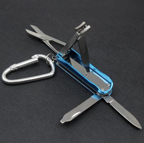 Coupe-ongles Portable multifonction 5 en 1, porte-clés coupe-ongles pour orteils ciseaux couteau pliable, porte-clés couteau de survie en plein air ► Photo 1/4