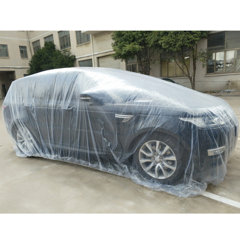 Plastique jetable étanche et anti-poussière, universel, taille bâche de voiture bâche de voiture s M-XL s Transparent, taille bâche de voiture ► Photo 1/6