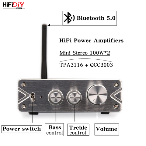 Hifibricolage LIVE HiFi 2.0 amplificateur de puissance Audio numérique 100W * 2 Bluetooth 5.0 QCC3003 TPA3116 réglage des aigus et des basses tonaux ► Photo 1/6