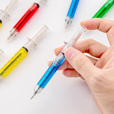 Stylo seringue médecin, 4 pièces, nouveauté, couleur bleue, stylo à bille d'encre, outils d'écriture à bille drôle, papeterie scolaire et de bureau F219 ► Photo 1/6