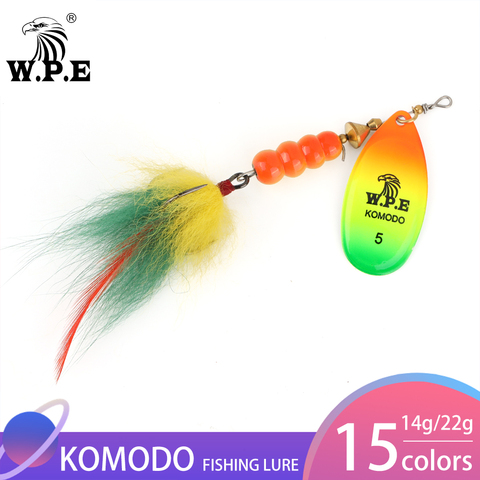 W.P.E Spinner leurre 1 pièces 4 #/5 #14g/22g cuillère leurre de pêche en métal matériel de pêche plume appât artificiel leurre multicolore dur leurre ► Photo 1/6