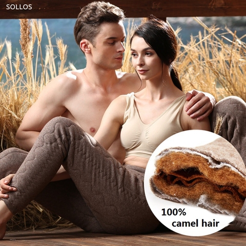 Cheveux de chameau 5 couches thermique sous vetement homme hivert caleçon long femme legging collant dames pantalon vêtements de marque ensemble leggins large culotte laine chaud hiver pentalon grande taille      johns ► Photo 1/6