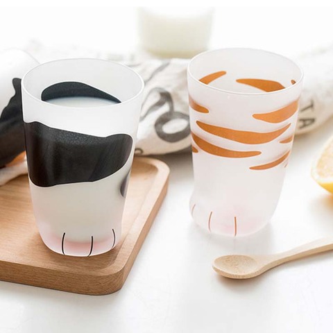 Tasse à café en porcelaine avec pattes de chat Kawaii, Double verre, créatif, mignon, avec pattes de tigre, pour le bureau, idée cadeau, 350ml ► Photo 1/6