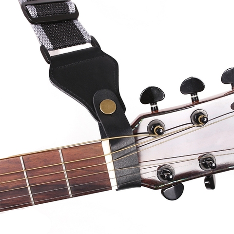 Bouton de support de sangle de guitare en cuir noir, serrure de sécurité pour guitare acoustique électrique classique, accessoires de basse, sangle de cou ► Photo 1/6