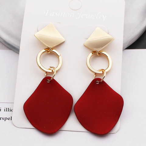 Boucles d'oreilles géométriques en métal pour femmes, bijoux élégants, vert, blanc, rouge, Punk, tendance, nouvelle collection ► Photo 1/6