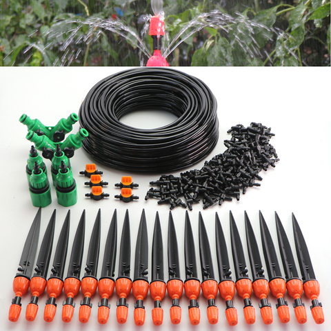 Kit d'irrigation goutte à goutte de jardin 1/4 ''tuyau 360 degrés réglable goutteur pulvérisation arrosage buse arroseur automatique brouillard système d'eau ► Photo 1/6