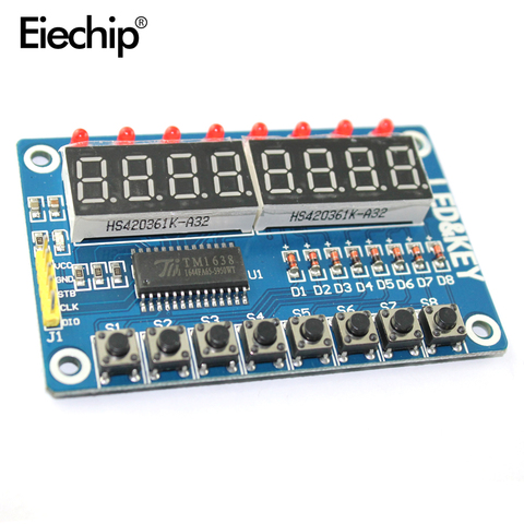 Module d'affichage LED TM1638, 16 touches, 7 segments, 8 bits, bouton d'affichage numérique, panneau de commande, Tube numérique électronique pour Arduino ► Photo 1/5