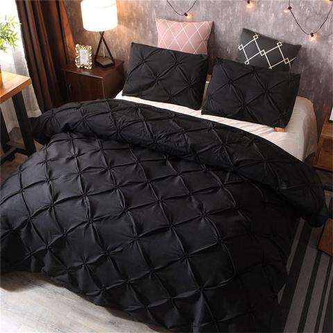 Parure de lit noire à plis pincés, ensemble de literie de luxe avec housse de couette, Queen Size et King Size ► Photo 1/6