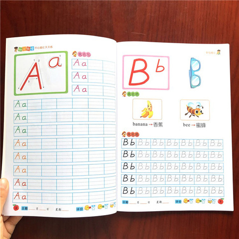 Cahier de calligraphie pour enfants de 3 à 6 ans, cahier anglais, 26 alphabets ABC pour écrire des Prescriptions pour enfants, cahier d'exercices ► Photo 1/6