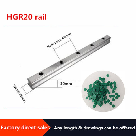 Rail de guidage linéaire carré, HGR20 100 -1500mm, pour chariots à bloc coulissant HIWIN HGH20CA HGW20CC CNC gravure de routeur, 2 pièces ► Photo 1/3