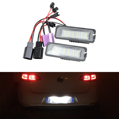 2x Auto Light MK5 GTI MK6 MK7 Golf 5 Glof 6 Golf 7 xénon blanc Led numéro plaque d'immatriculation Kit d'éclairage Canbus sans erreur voiture-style ► Photo 1/6