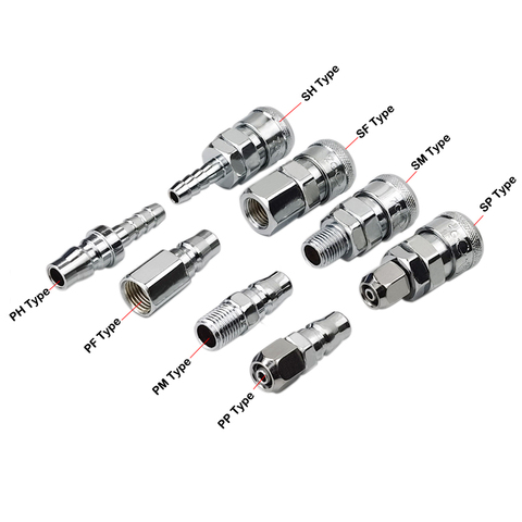 Raccords de connecteur pneumatique SH PH SP PP SM PM SF pour raccords d'air de tuyau accessoires de compresseur raccord d'air à dégagement rapide ► Photo 1/6