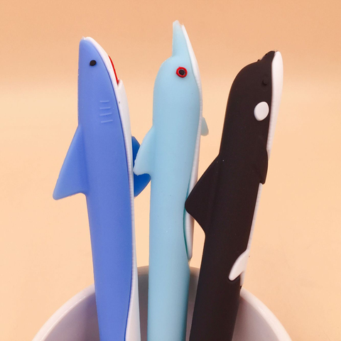 Lytwtw-stylo Gel requin en Silicone, doux et adorable 1 pièce, papeterie pour école et bureau, fourniture de cadeau créatif, adorable ► Photo 1/4