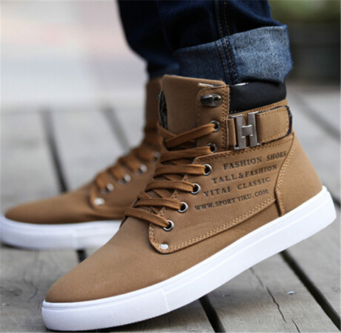 Chaussures pour hommes à talons plats automne hiver bottines hommes bottes de neige décontracté Style britannique hommes chaussures en toile ► Photo 1/6