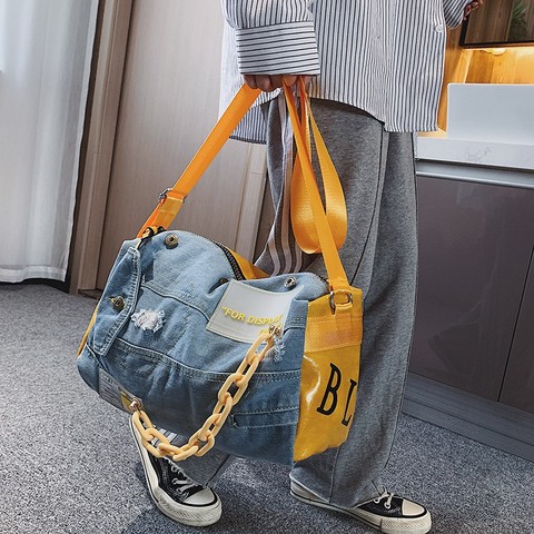 Mode Denim femmes sacs à bandoulière grande capacité sac de voyage concepteur femmes sacs de luxe bleu jean sac à bandoulière femme grand sac à main ► Photo 1/6