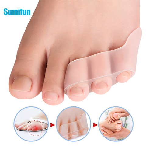 Redresseur en Gel de Silicone Transparent, soulagement de la douleur, protecteur des orteils, trois trous, petit oignon, outils de soins des pieds, 2 pièces ► Photo 1/5