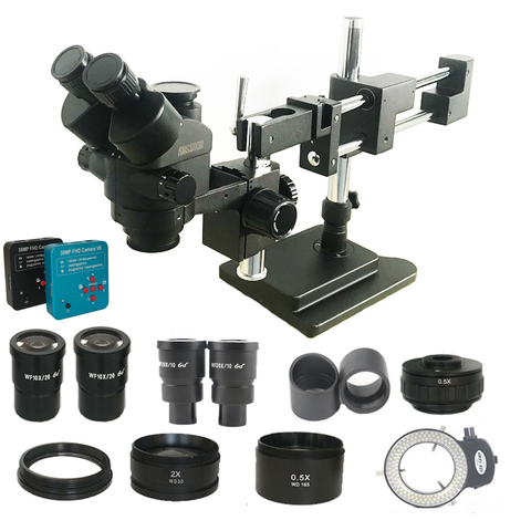 Nouveau modèle 3.5X-180X Double Boom Microscope stéréo trinoculaire soudure industrielle 38MP 2K USB Microscopio caméra Kits de téléphone ► Photo 1/6