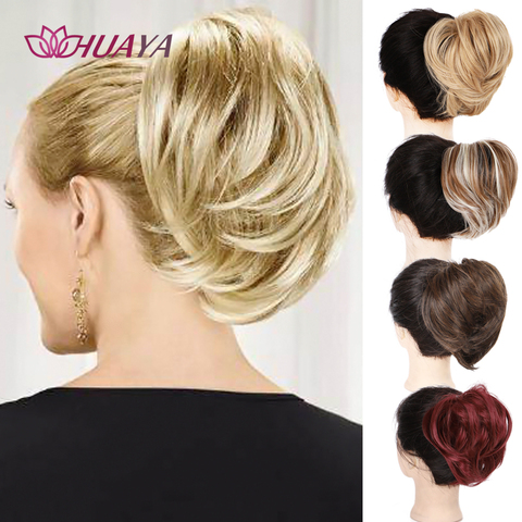 HUAYA élastique cheveux Chignon synthétique Scrunchie beignet Chignon en désordre Extensions de cheveux queue de poney Updo couverture postiche pour les femmes ► Photo 1/6