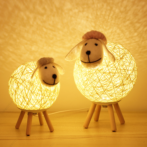 Mignon agneau lampe de Table petit mouton veilleuses pour enfants chambre décor bureau luminaires bébé enfant cadeau USB Plug Luminaire ► Photo 1/6