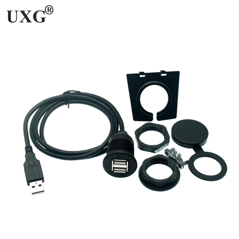 Câble d'extension USB 2.0 mâle à femelle, imperméable, montage encastré, double adaptateur de Dock USB, tableau de bord pour voiture moto ► Photo 1/6