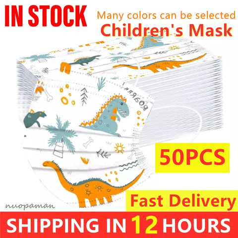 Masque de protection jetable pour enfants, 3 couches, Non tissé, filtre d'hygiène, masque facial épais pour enfants, livraison rapide ► Photo 1/6