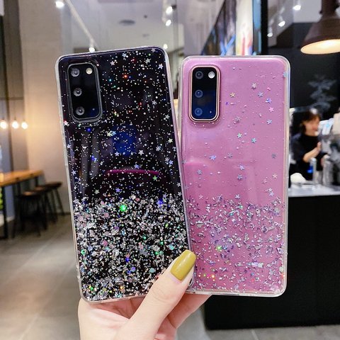 Paillettes Étoiles Étui de Téléphone Pour Samsung A72 A52 A32 A02S A12 A42 5G Mignon Dégradé Clair Housse Pour Galaxy M31S M51 A71 A51 A21S A31 ► Photo 1/6
