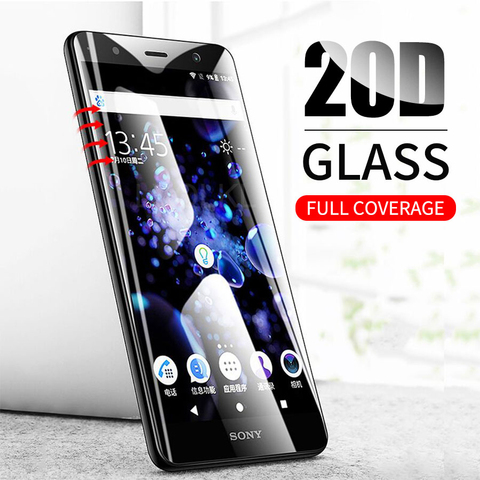 Verre trempé 20D pour Sony Xperia XA XA1 XA2 Ultra X Compact XP XZ XZ2 XZS Film de protection d'écran incurvé à couverture complète bord arrondi ► Photo 1/6