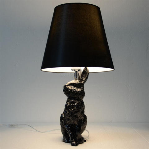 Résine lapin lumières moderne lampes de Table Led chambre lampe de chevet noir/blanc salon décor à la maison éclairage intérieur luminaire ► Photo 1/6