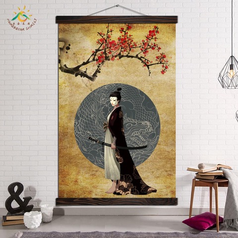 Affiche murale décoration toile peinture sur le mur affiches et impressions tableau peinture art moderne samouraï Kimono Janpan femme ► Photo 1/6