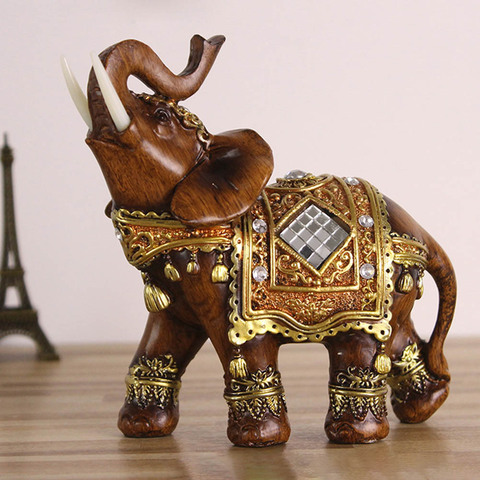 Figurine d'éléphant porte-bonheur en résine, 1 pièce, artisanat Miniature pour décoration de jardin, cadeau de mariage, maison, bureau ► Photo 1/1