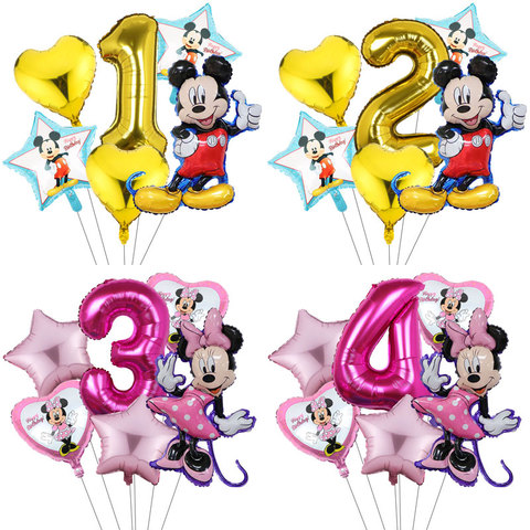 Ballons en latex 1er anniversaire Minnie Mouse, rose/bleu, paq. 15