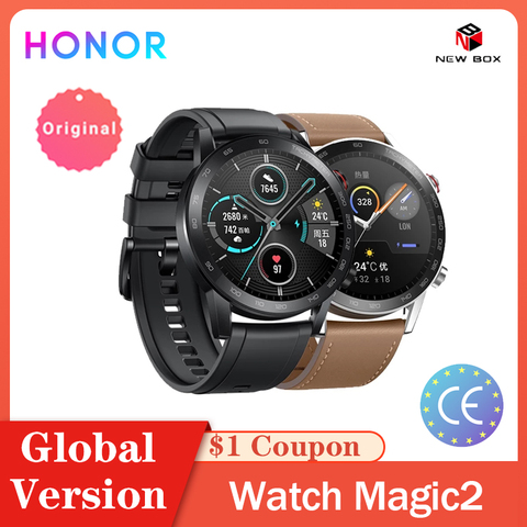 Honor Magic 2/Magic 1 SmartWatch GPS 46mm NFC paiements Bluetooth 5.1 sang oxygène Indie musique lecture travail 14 jours vie Ver ► Photo 1/6