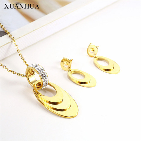 XUANHUA-bijoux en acier inoxydable pour femmes, tendance, collier indien, ensemble de boucles d'oreilles, accessoires pour coquillages, 2022 ► Photo 1/6